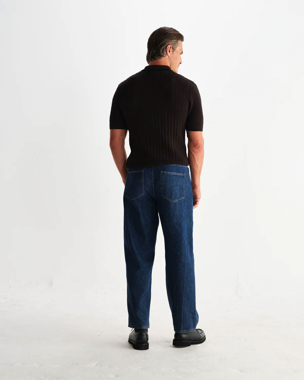 Dark Brown Ribbed Zip Closure Polo Shirt