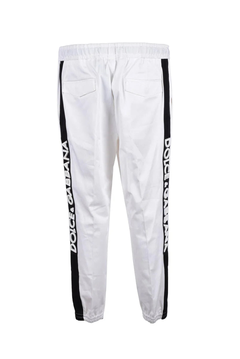 Cotton Stretch Trousers - White/Black
