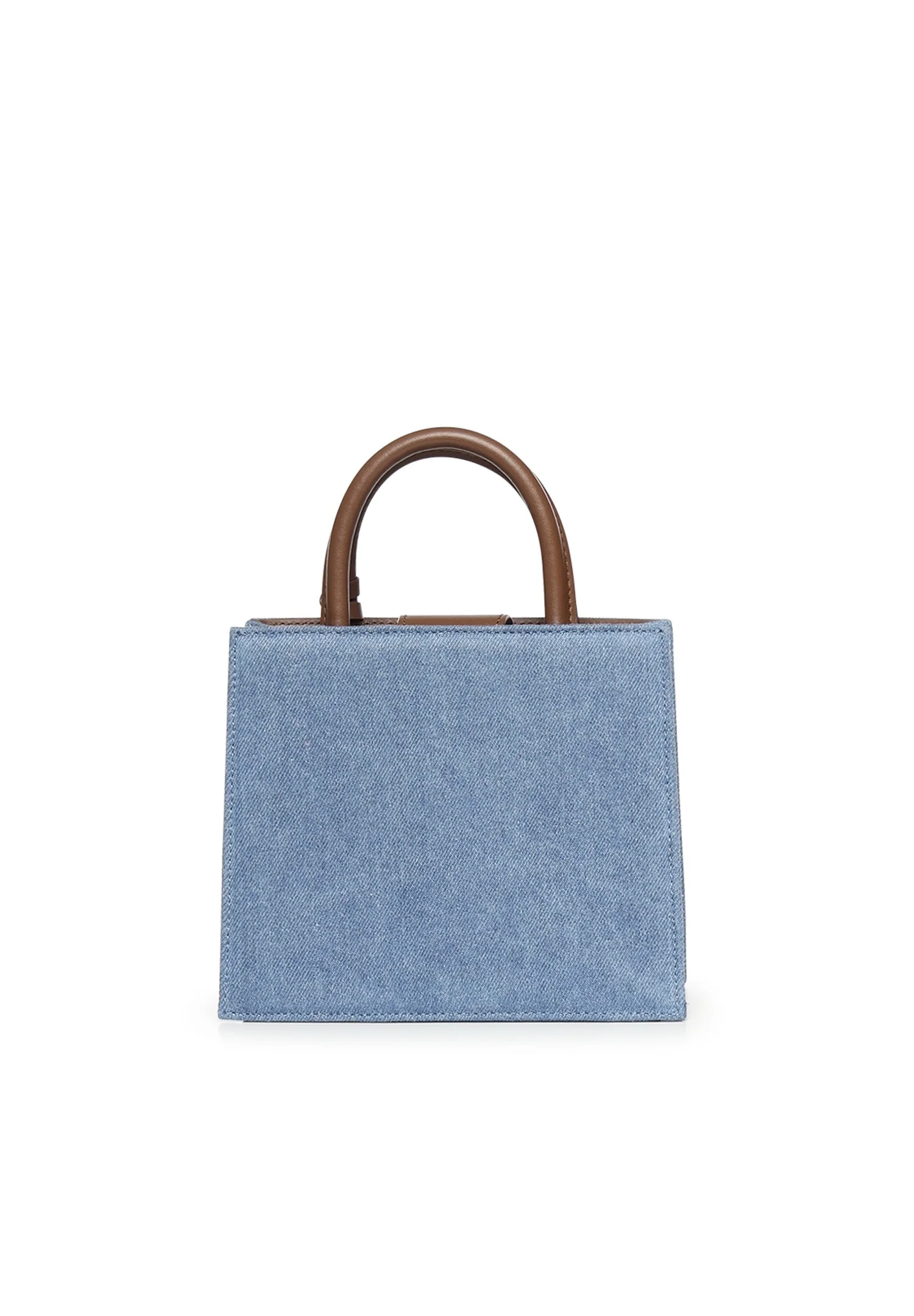 Structured Rectangular Handbag in Denim-Like Texture