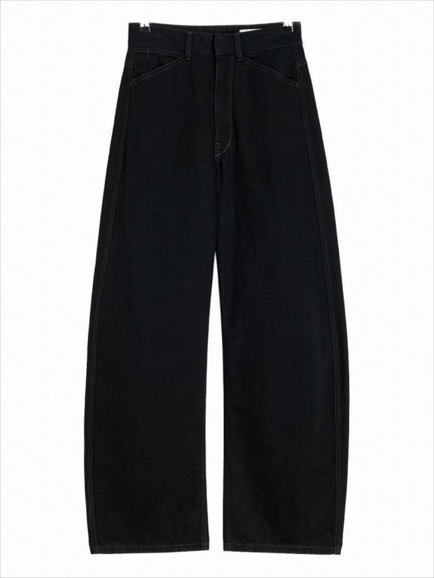 Wide-Leg Denim Trousers with High Waist