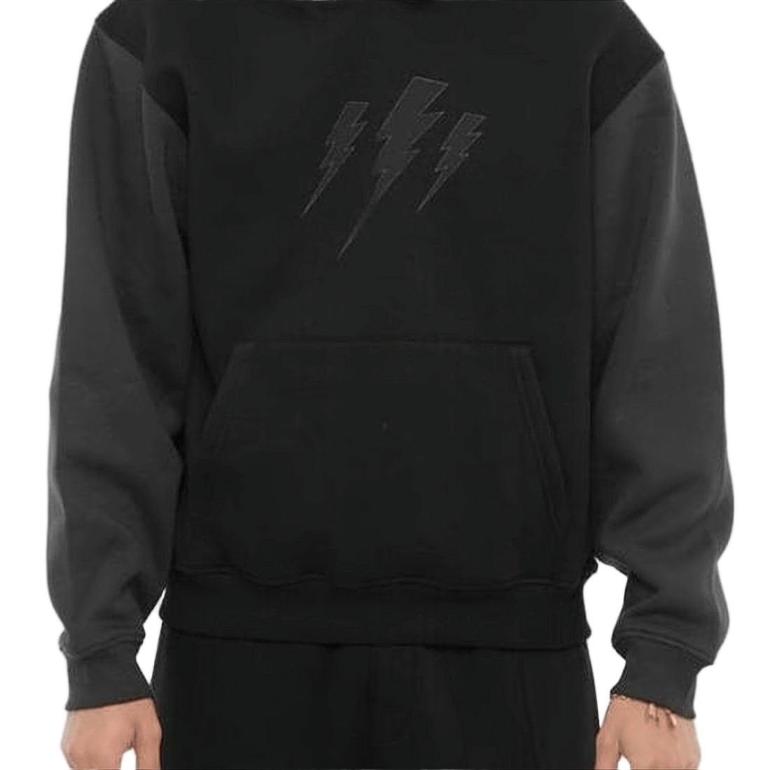 Long-Sleeve Pullover Sweatshirt with Tonal Lightning Bolt Graphics
