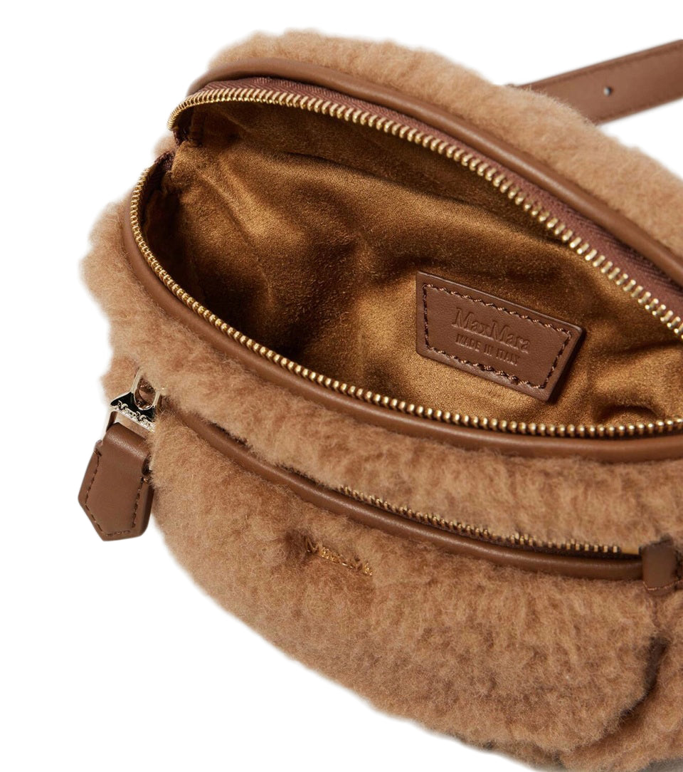 Plush Textured Shoulder Bag with Dual Zippered Compartments