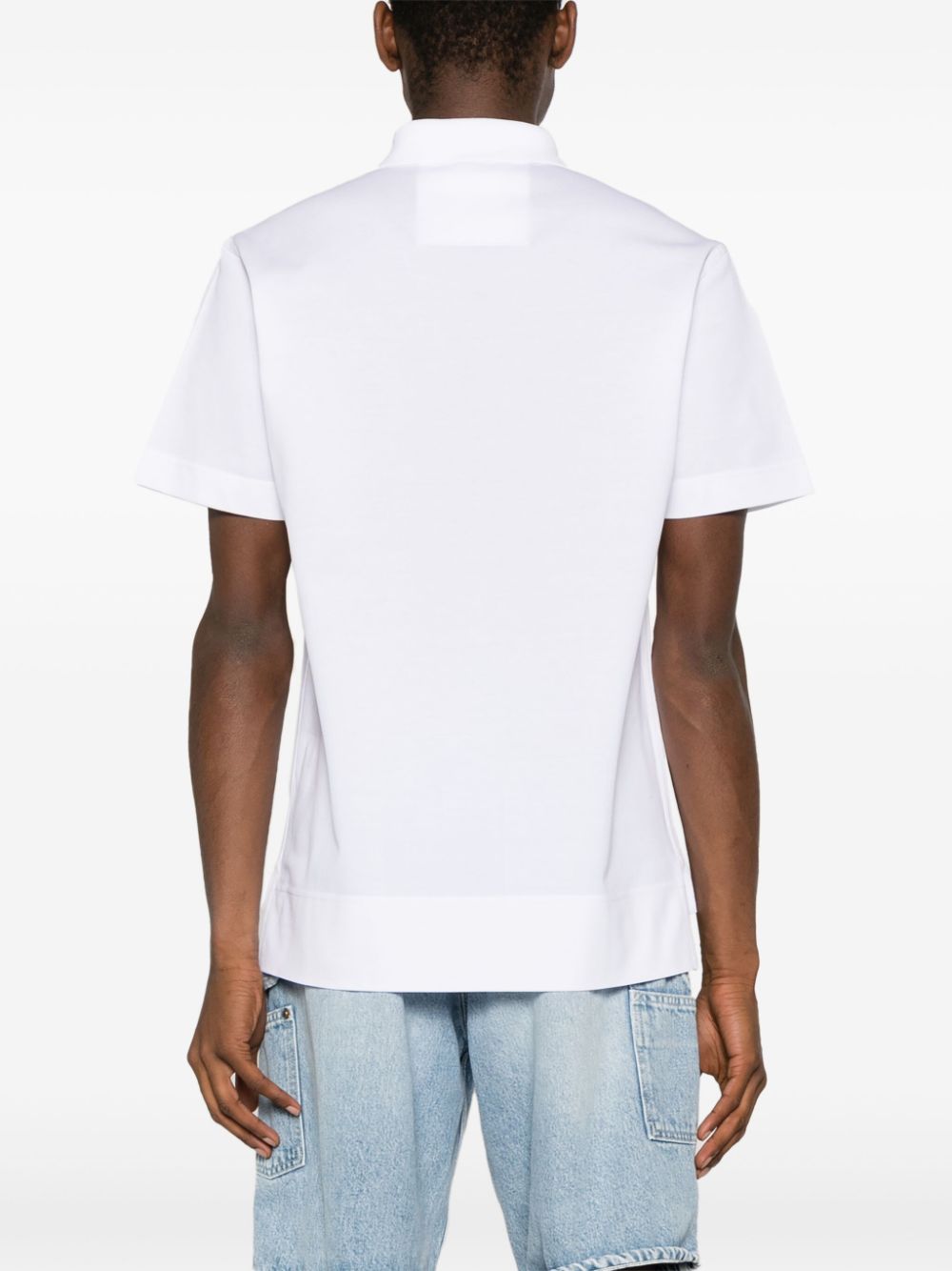 Signature Embroidered White Cotton Piqué Polo Shirt