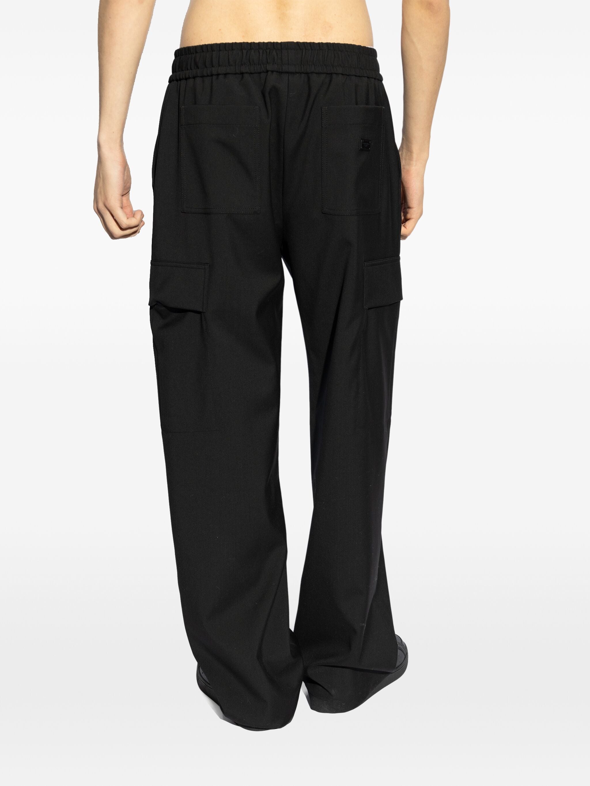 Regular Fit Black Virgin Wool Trousers