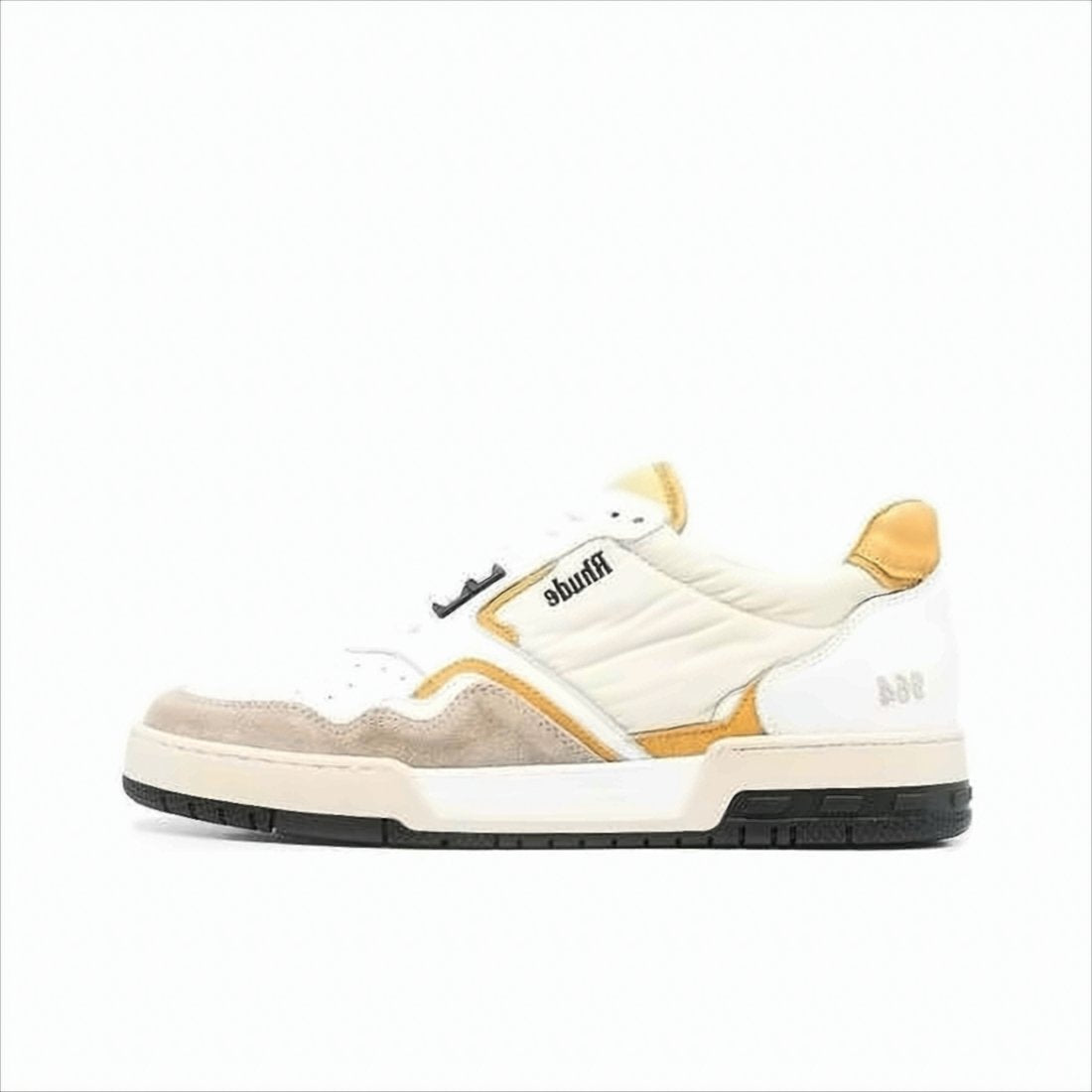 Low-Top Sneakers with Suede and Mustard Accents