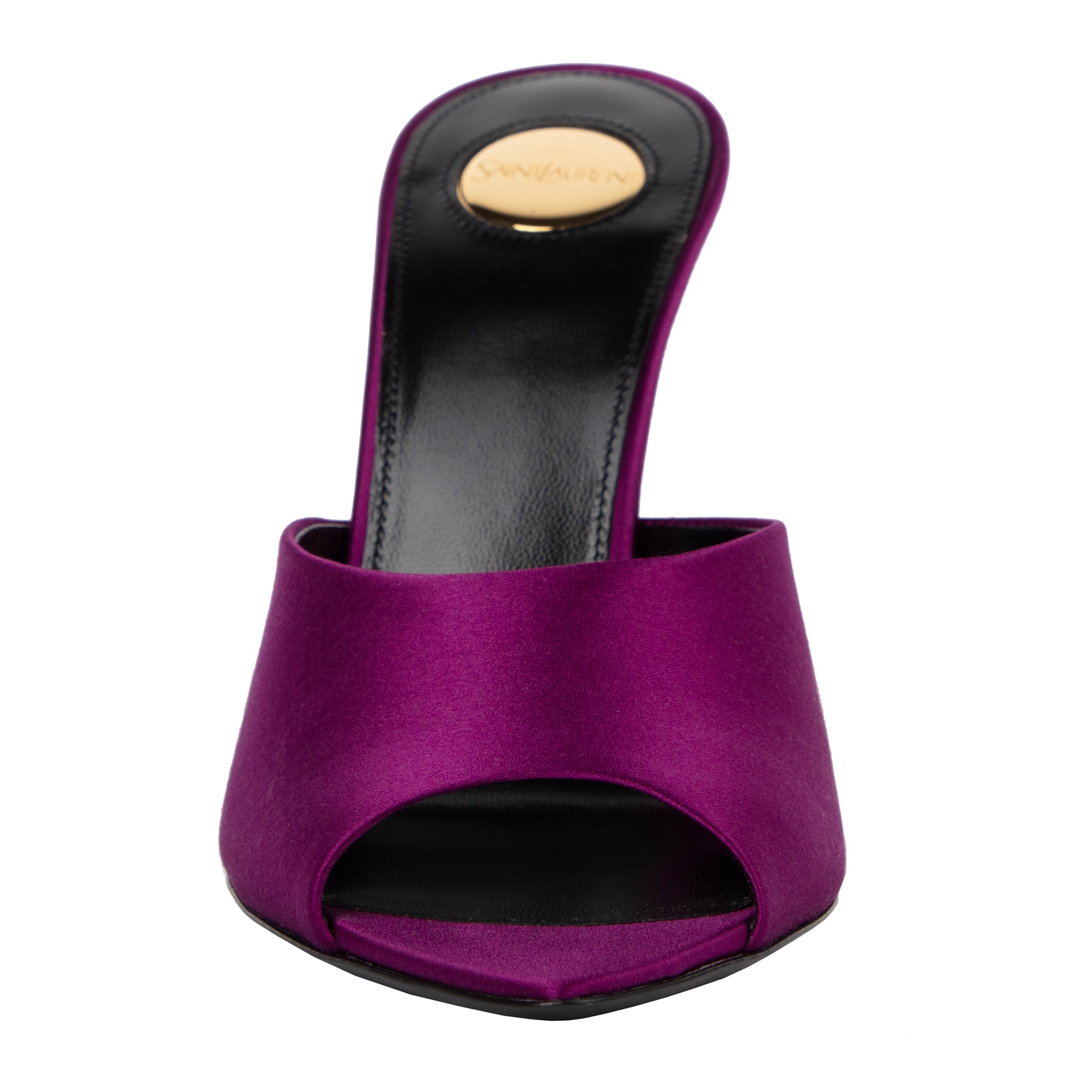 Goldie Mules In Satin Crepe Purple