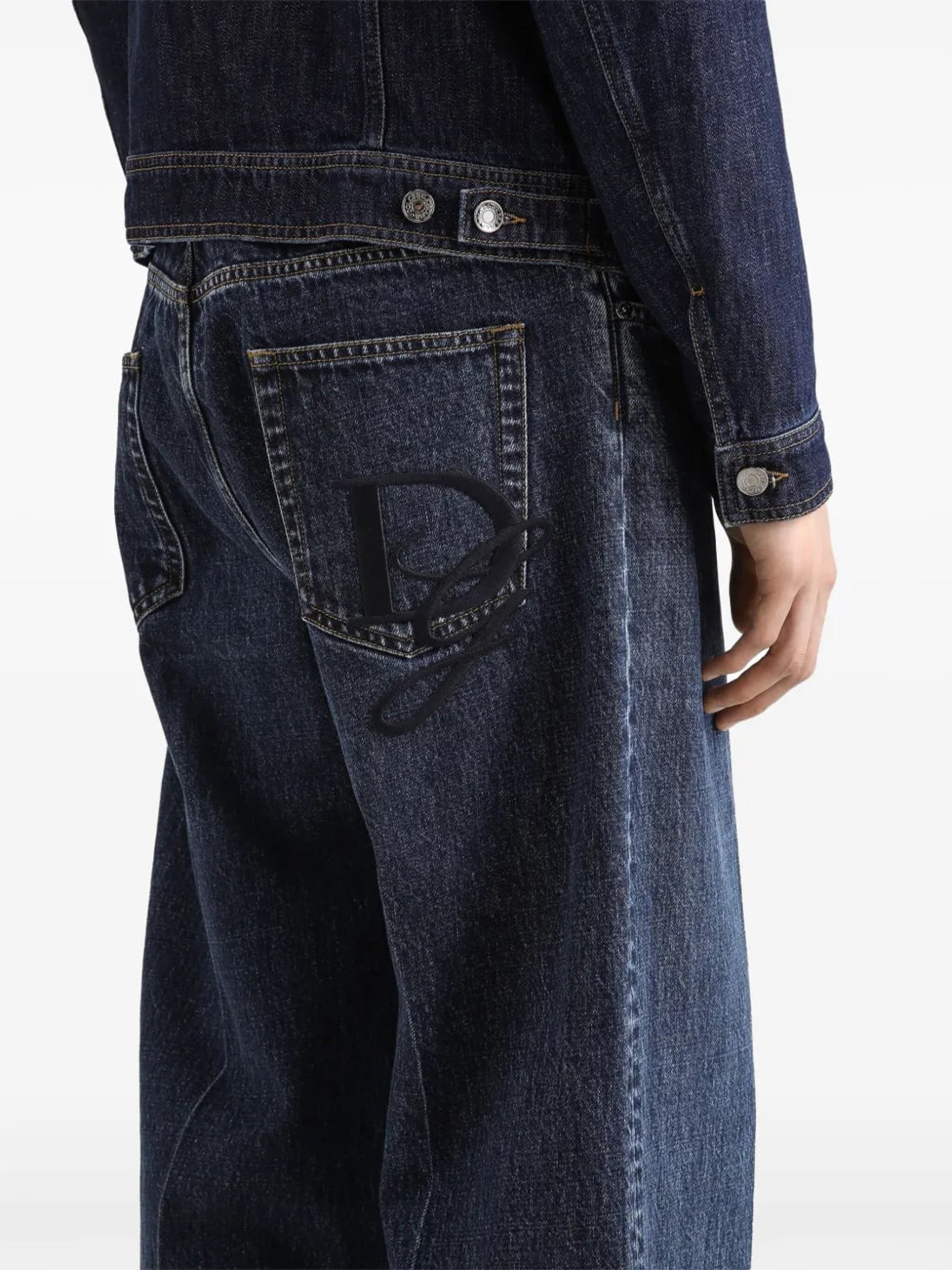 Oversized Wide-Leg Faded Blue Denim Jeans