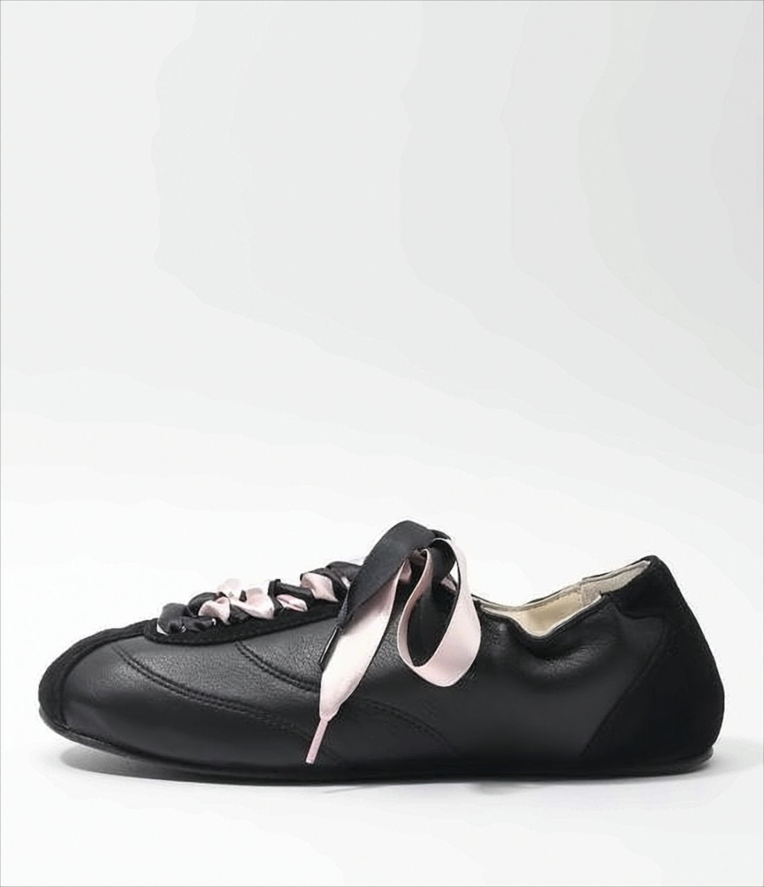 Lambskin Slip-On Sneakers with Glossy Ribbon Laces