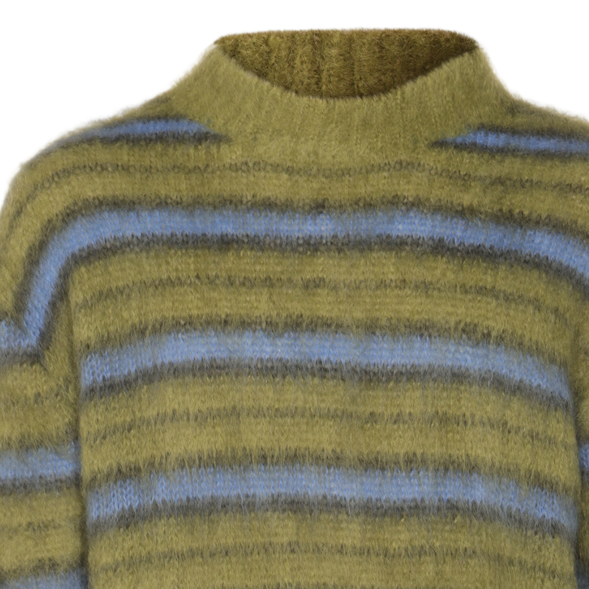 Fuzzy Texture Sweater with Horizontal Stripes