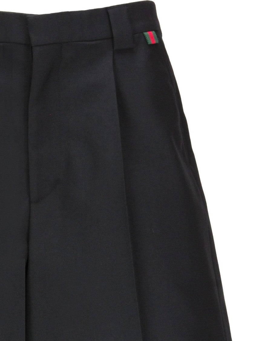 Wool Blend Twill Shorts