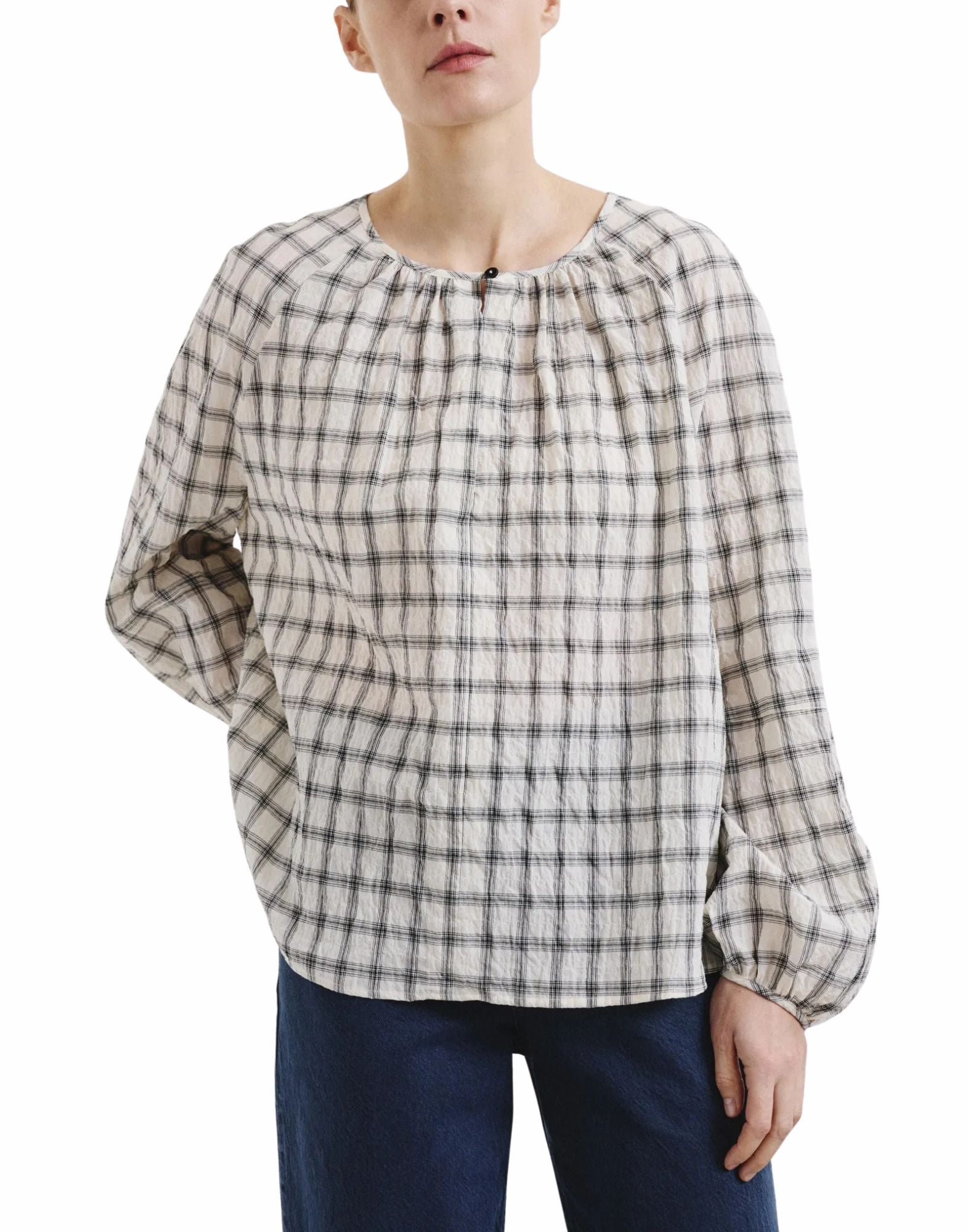Checked Cotton Blouse In Butter