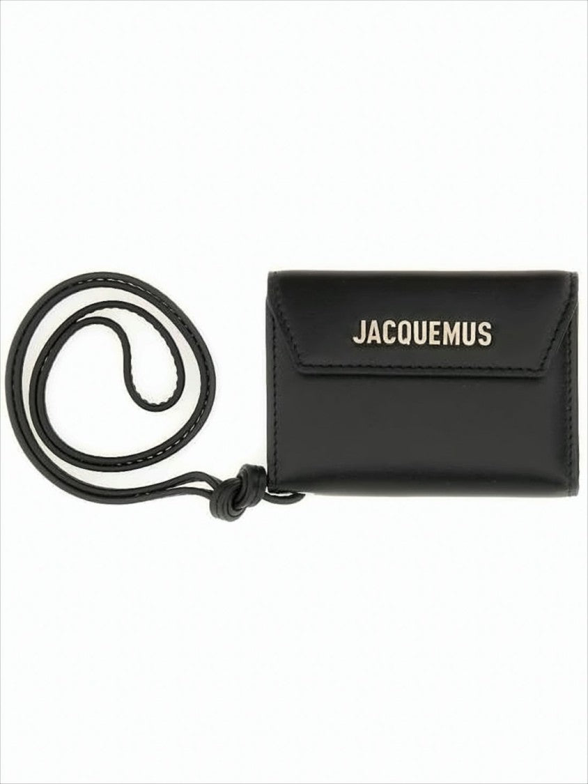 Rectangular Black Leather Card Wallet with Logo Detailing
