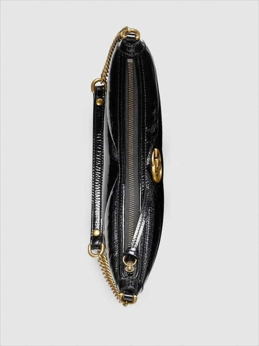 Chevron Quilted Black Leather Shoulder Bag