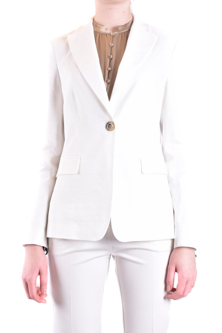 Tailored White Jacket With Single-Button Closure