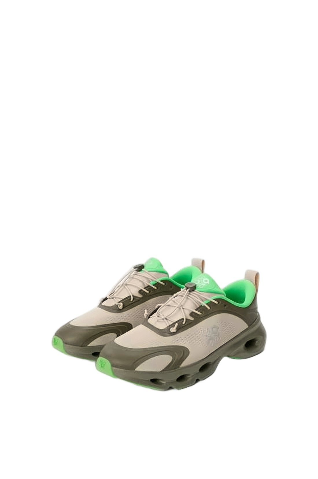 Modern Beige Sneakers with Olive Green Overlays