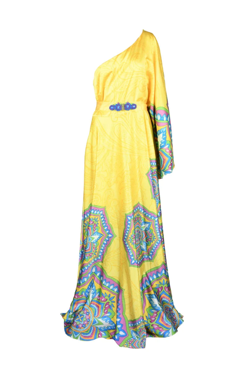 One-Shoulder Long Dress - Yellow