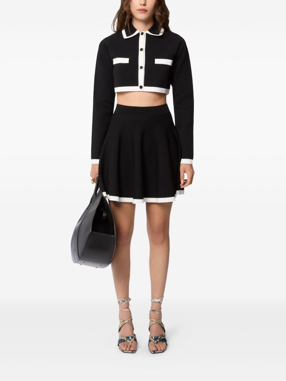 Black Cotton Cropped Sweater