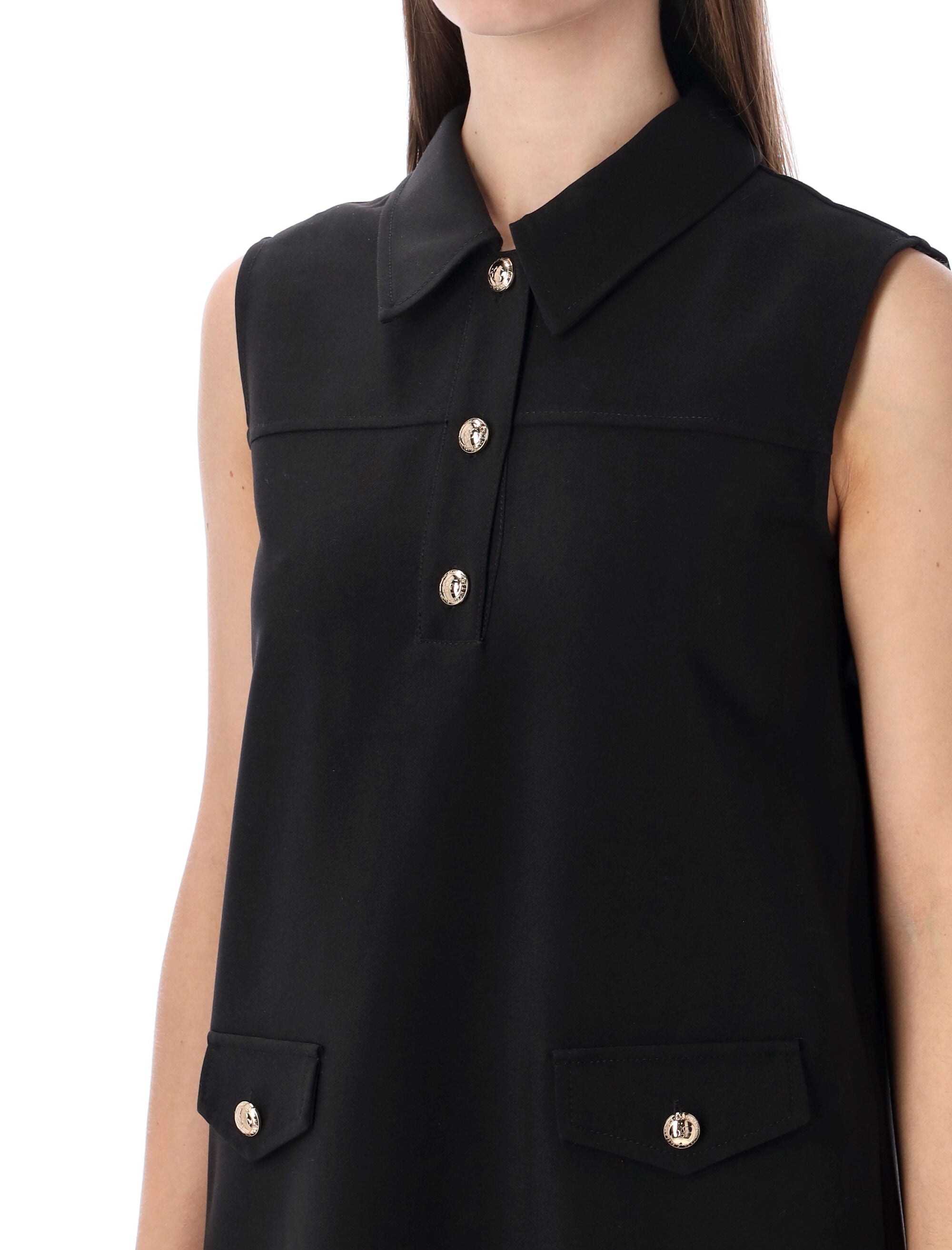 Twill Suiting Black Mini Dress