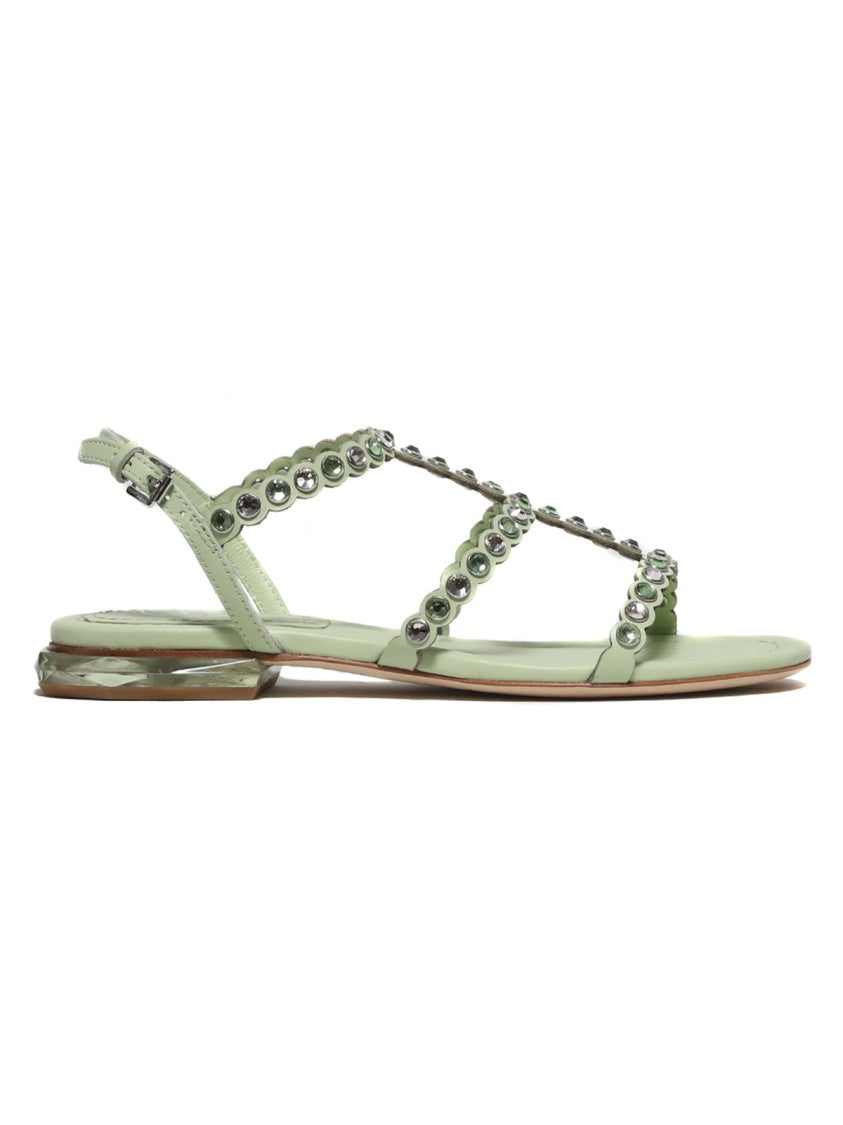 Saphir Model Sandal In Green Leather