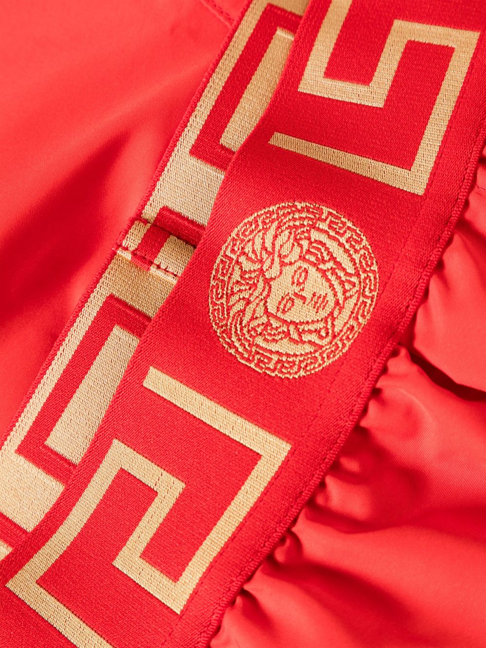 Silk and Nylon Shorts with Gold Greek Key Detailing
