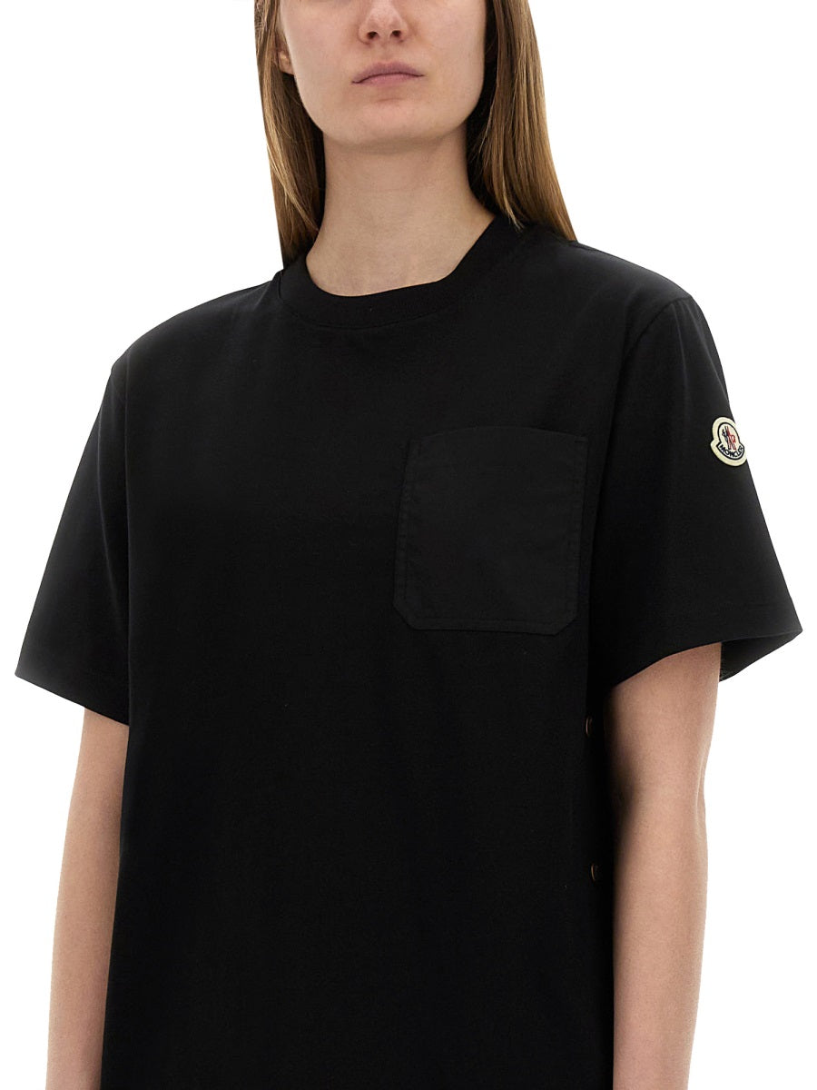 T-Shirt with Side Button Detail in Soft Cotton