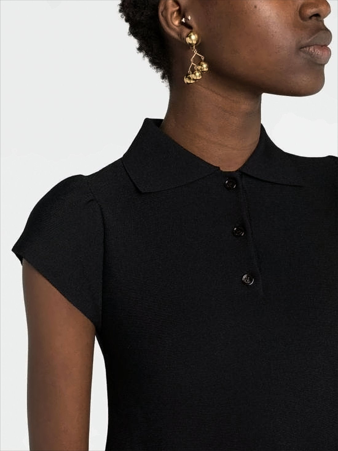 Flared Mini Dress with Classic Polo Collar