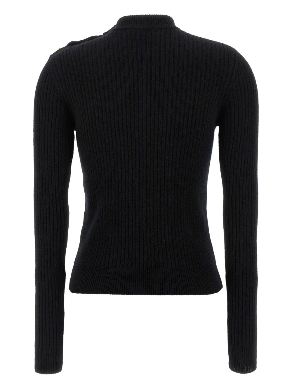 Ribbed-Knit Sweater with Lion-Head Button Detailing