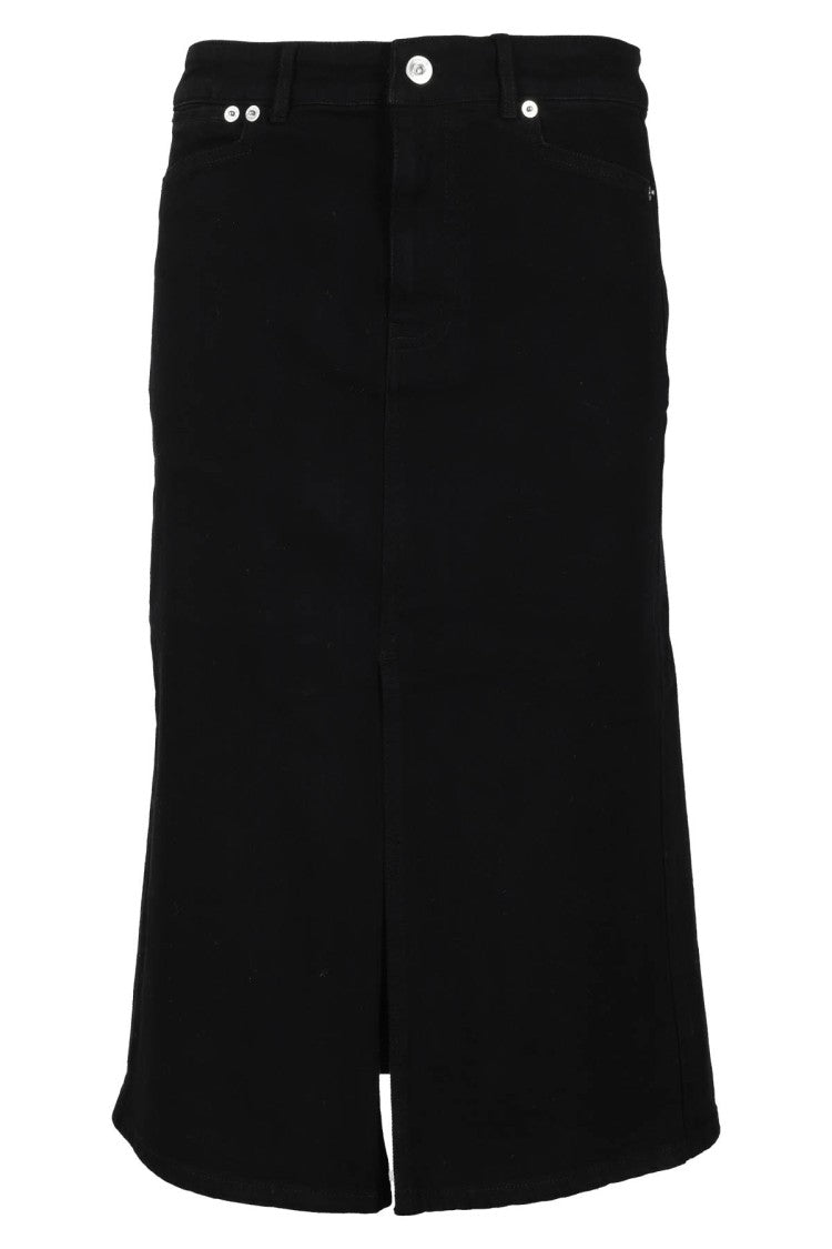 Black Denim Midi Skirt