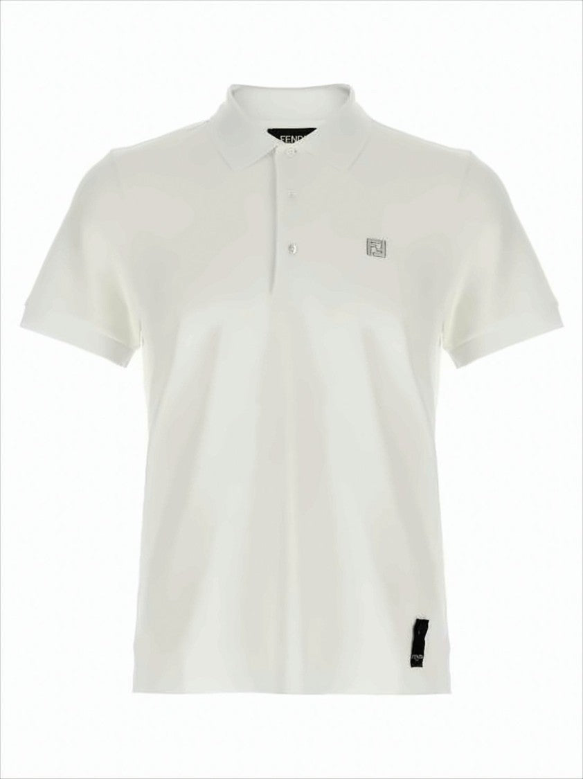 Classic Short-Sleeve Polo Shirt With Metallic Logo Emblem