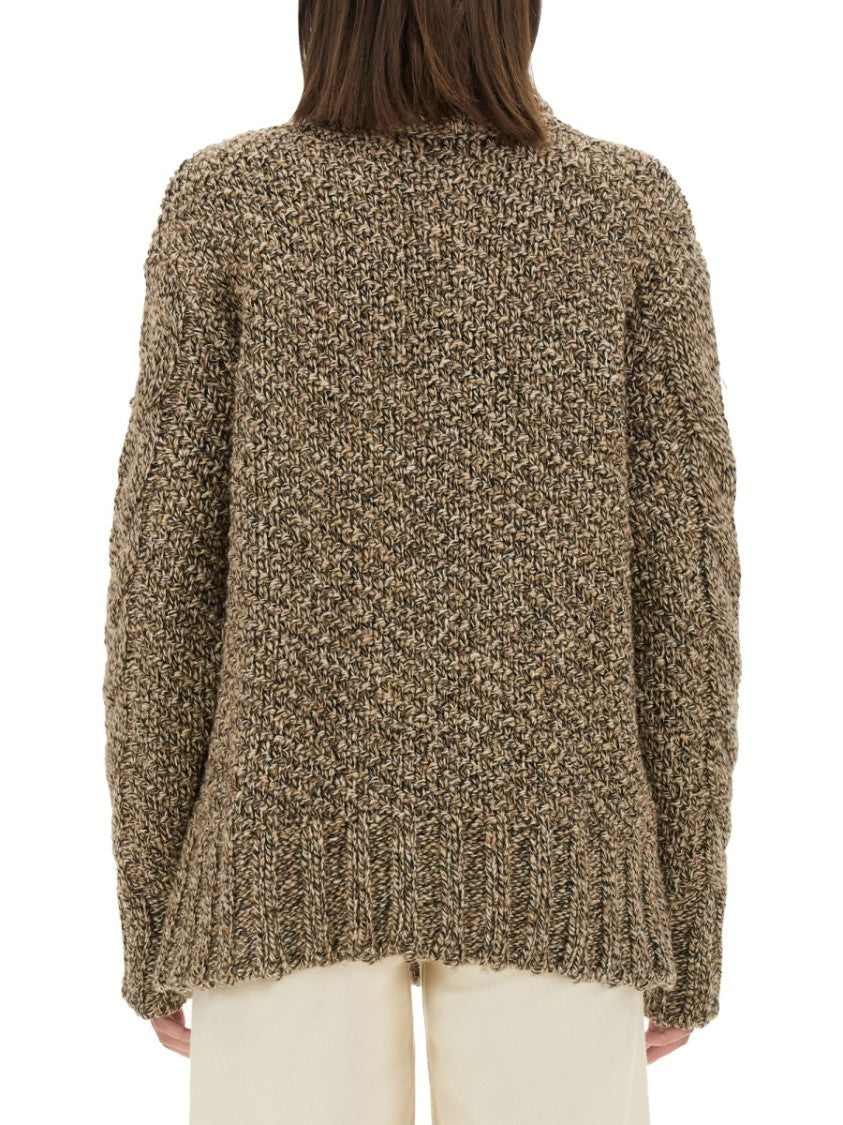 Knit Oversized Sweater With High Neck