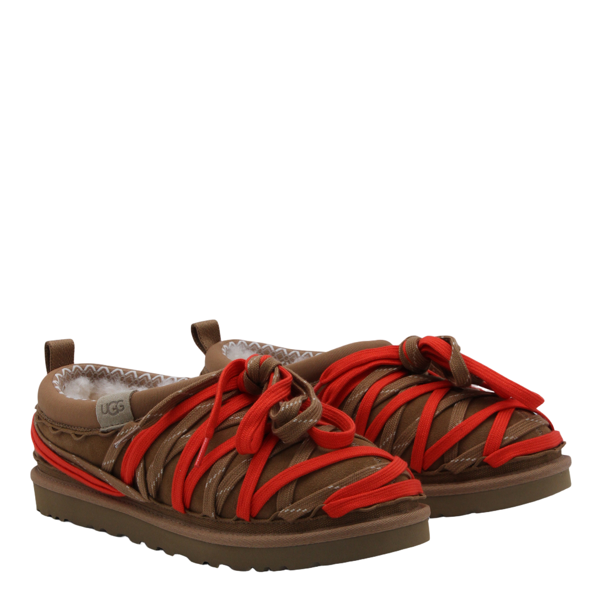Brown Flat Shoes with Crisscrossing Straps