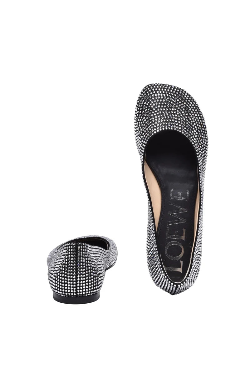 Rhinestone Ballerina Rubber/Leather - Black