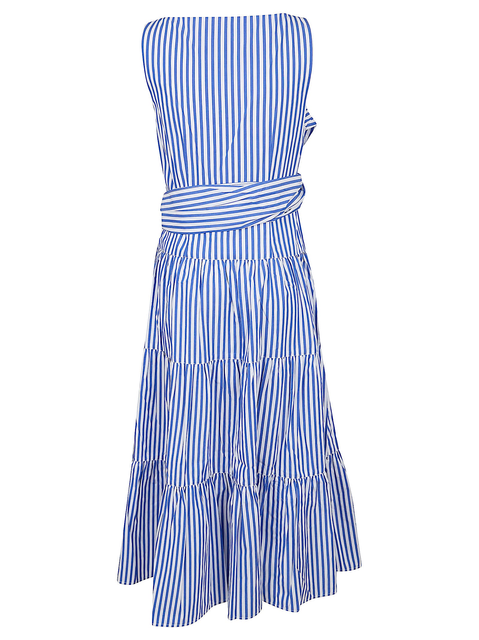 Sleeveless Cotton Dress with Vertical Stripes