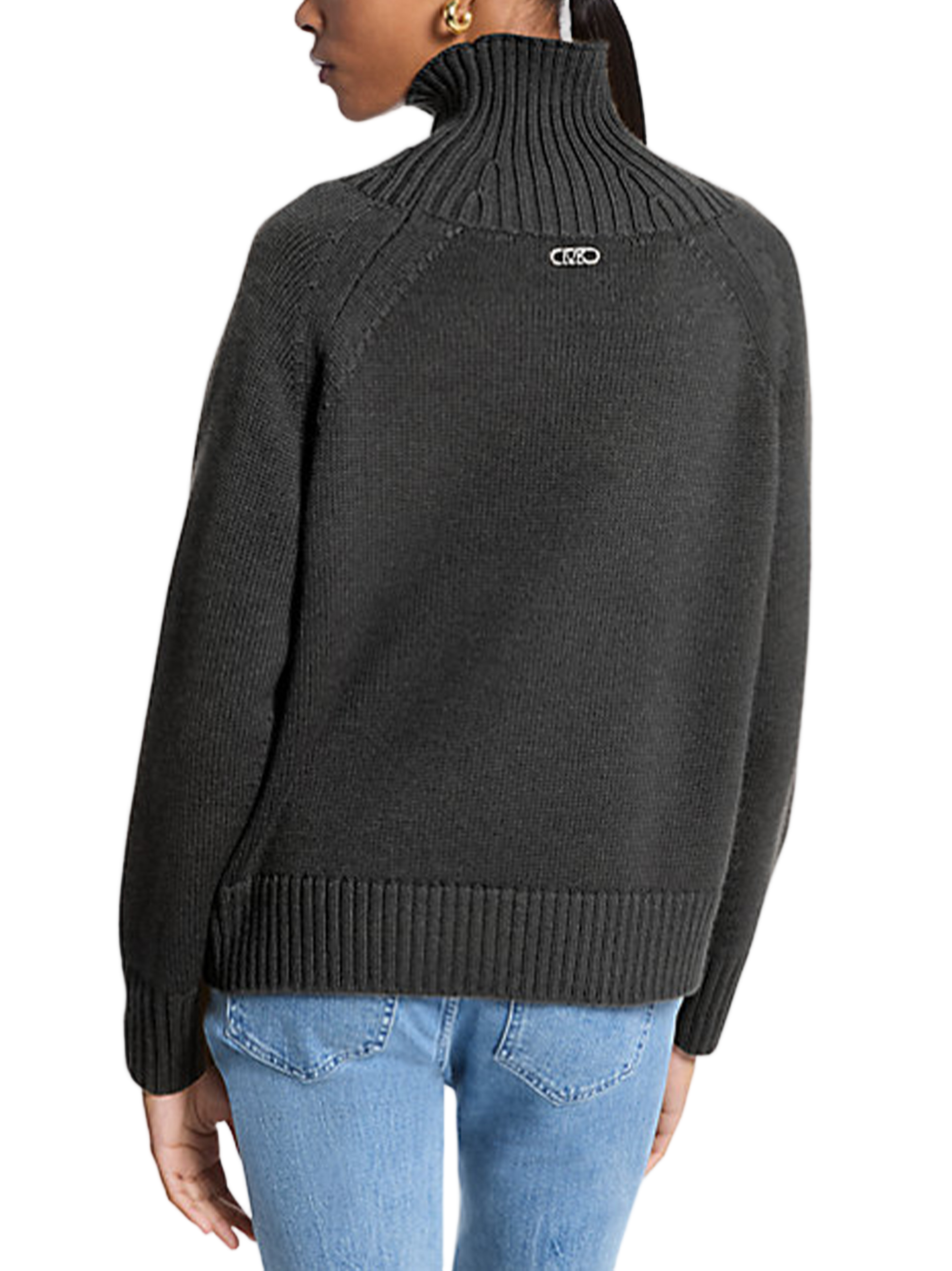 Black Relaxed Fit Merino Wool Sweater