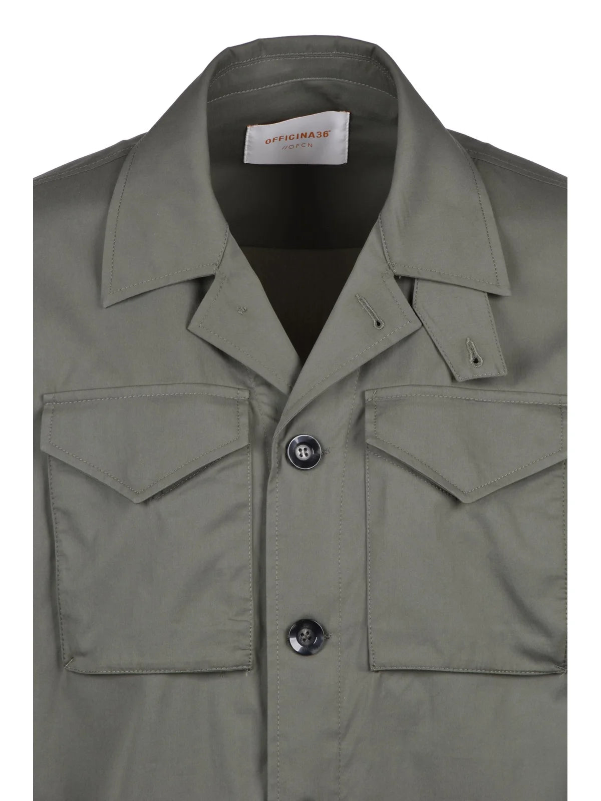 Military Green Cotton Nylon Elastane Shirt