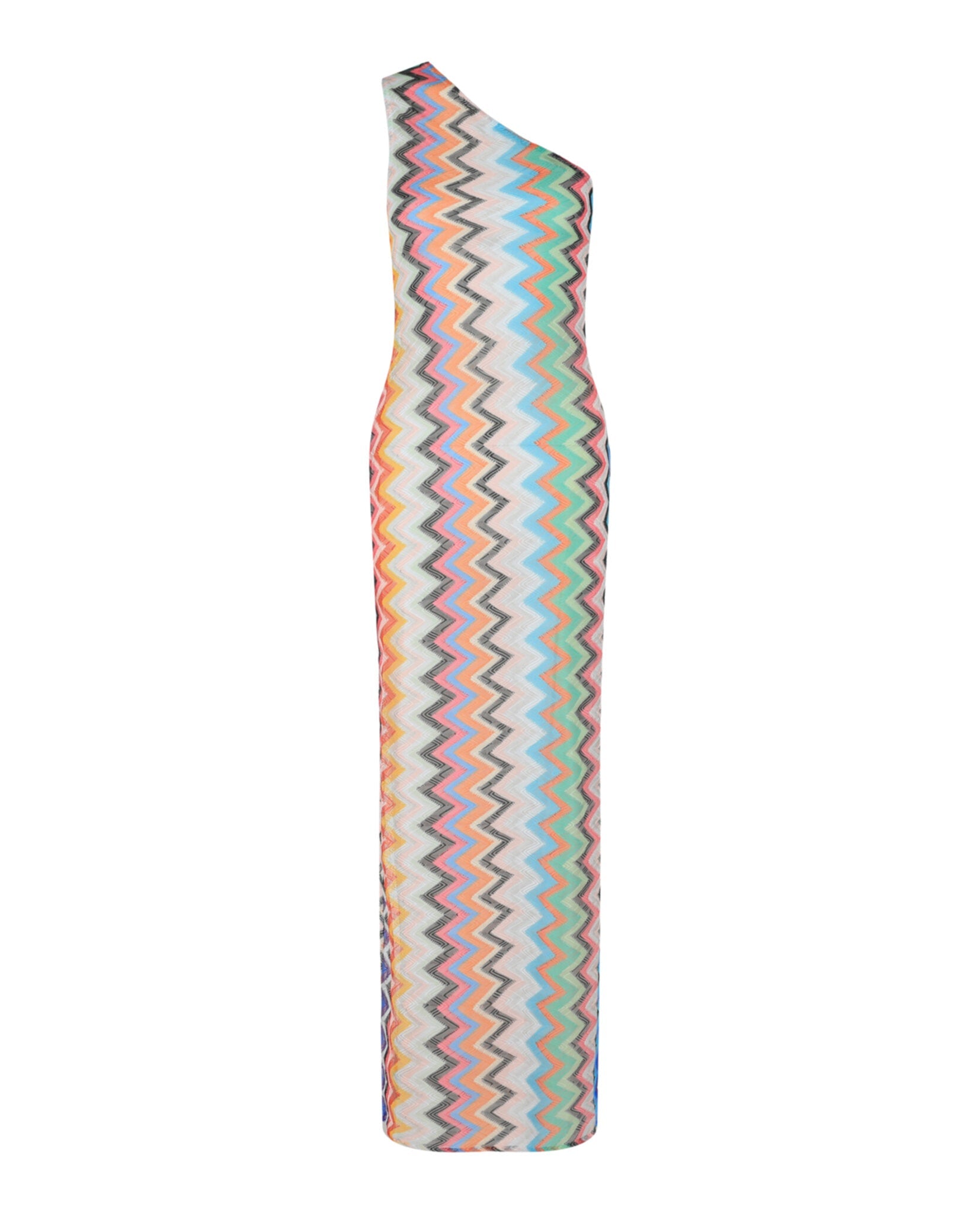 One-Shoulder Zig Zag Maxi Dress