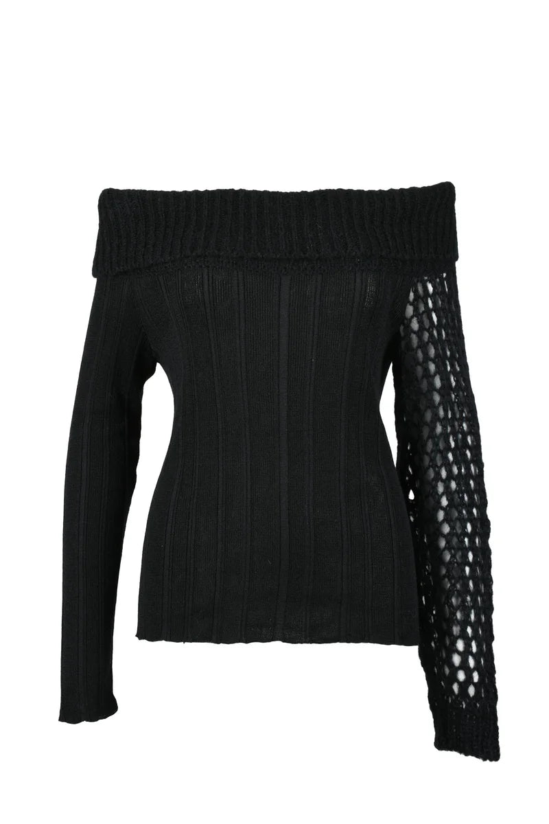 Merino Wool Cashmere Sweater - Black