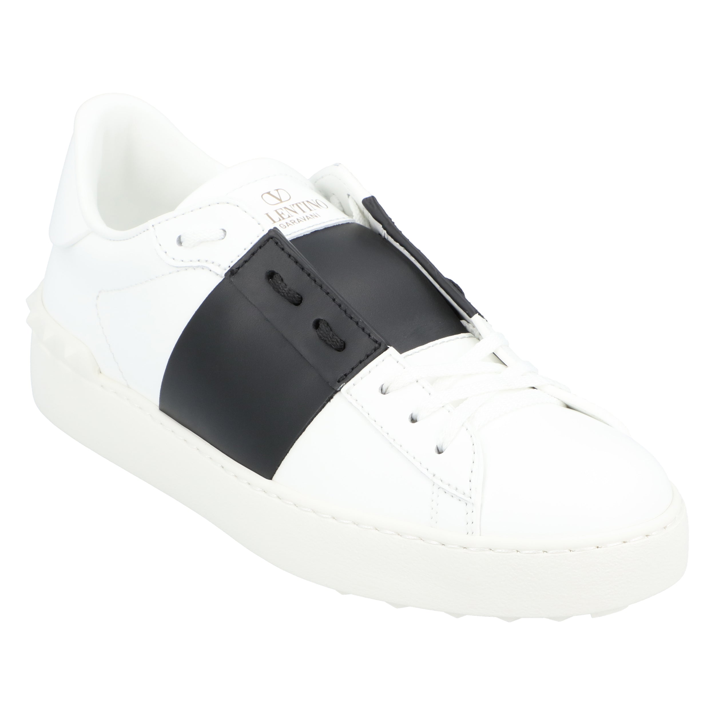 Calfskin Sneakers With Contrasting Bands And Rubber Studs