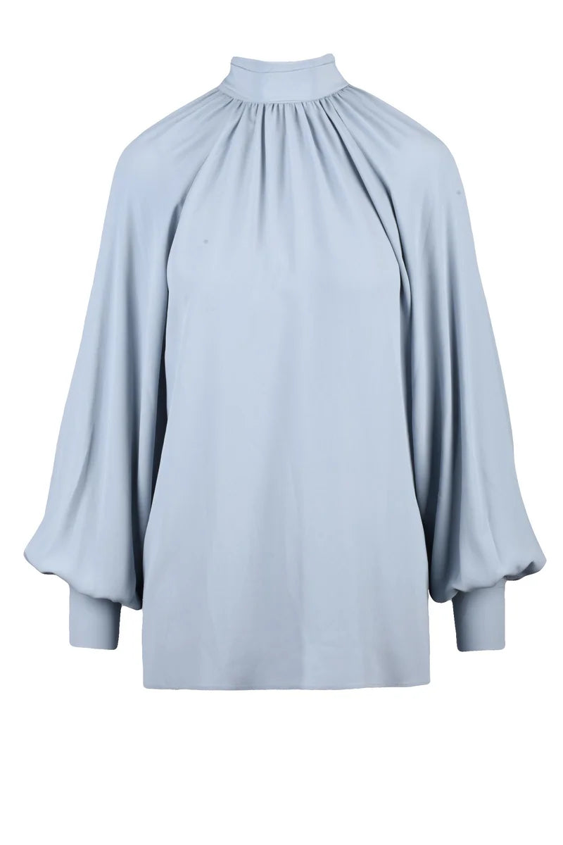 Acetate and Silk Blouse - Light Blue