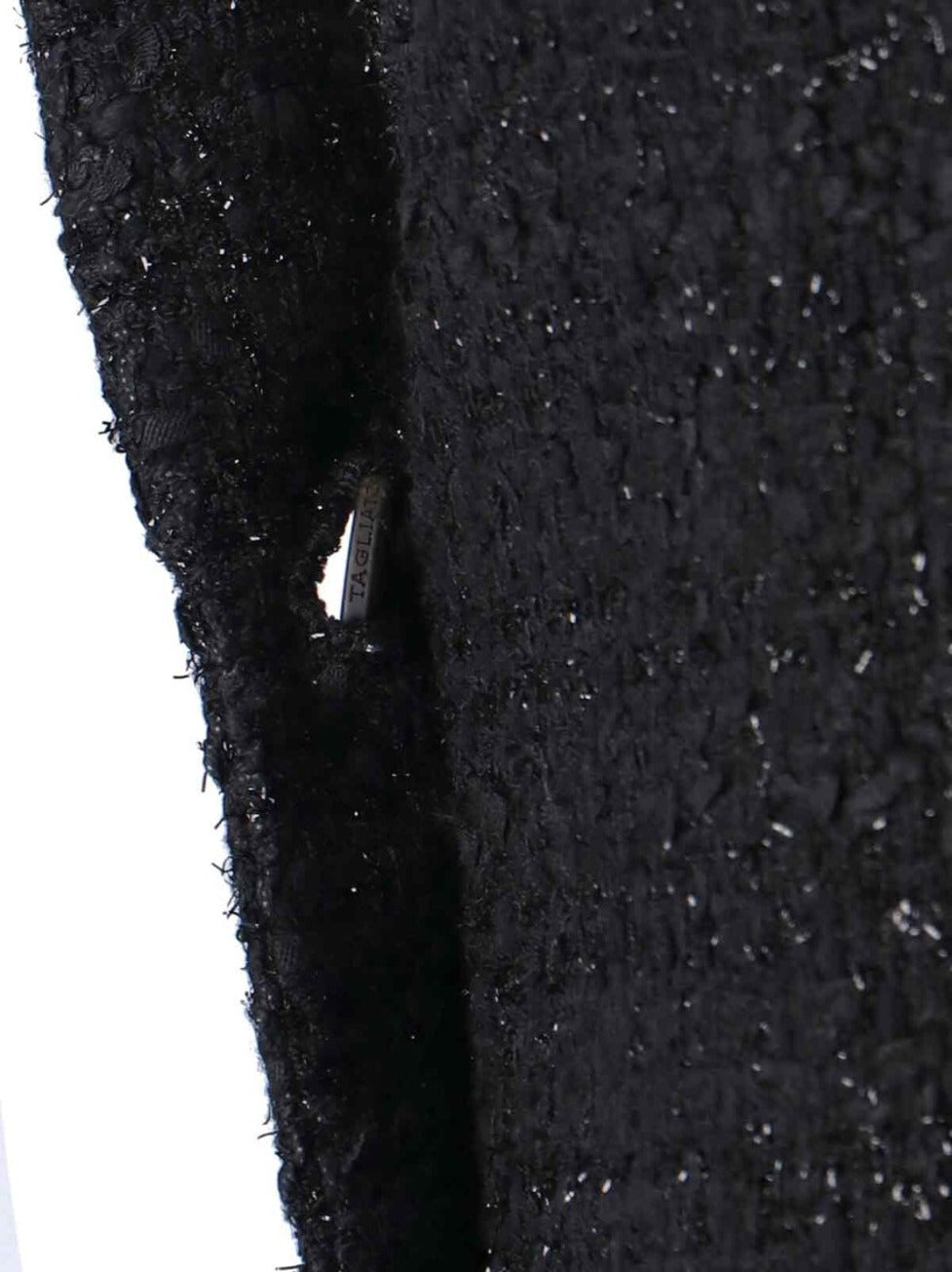 Tailored Black Jacket With Notched Lapel And Textured Fabric