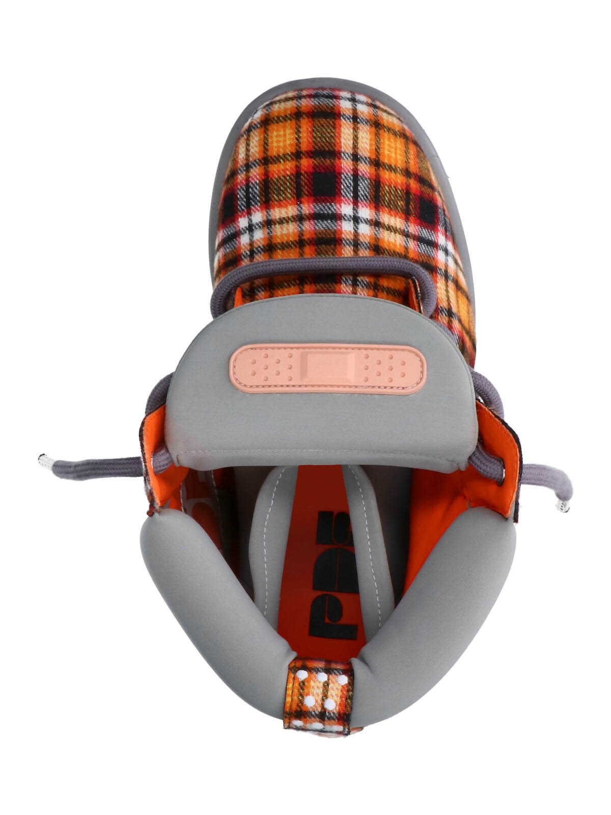 Orange Plaid Padded Collar Rugged Boots