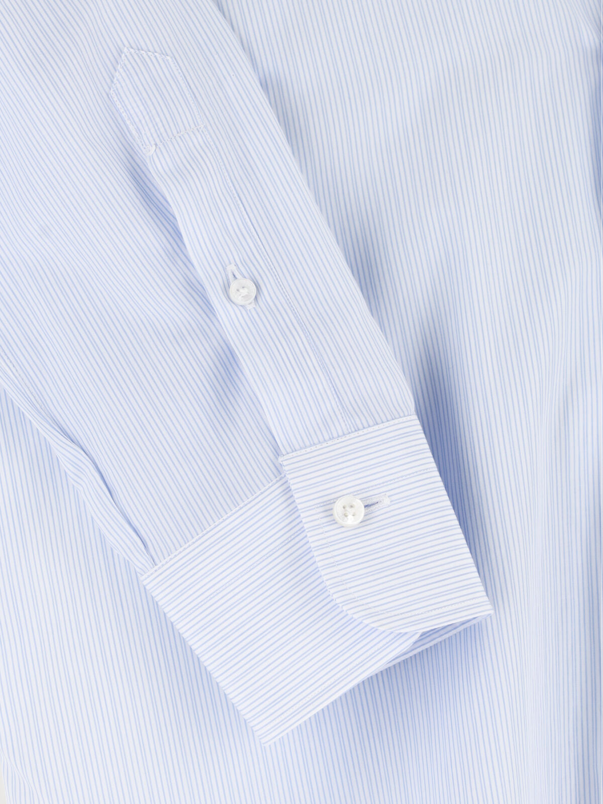 Light Blue Striped Cotton Tailored Shirt