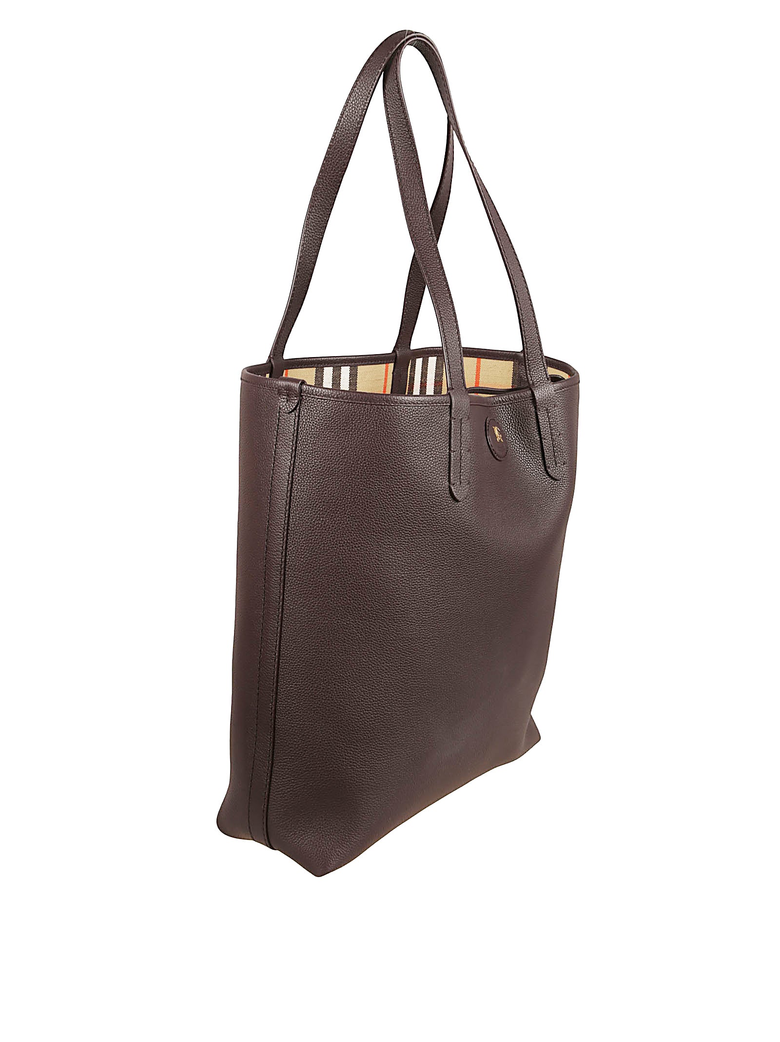 Structured Brown Calf Grain Leather Tote Bag