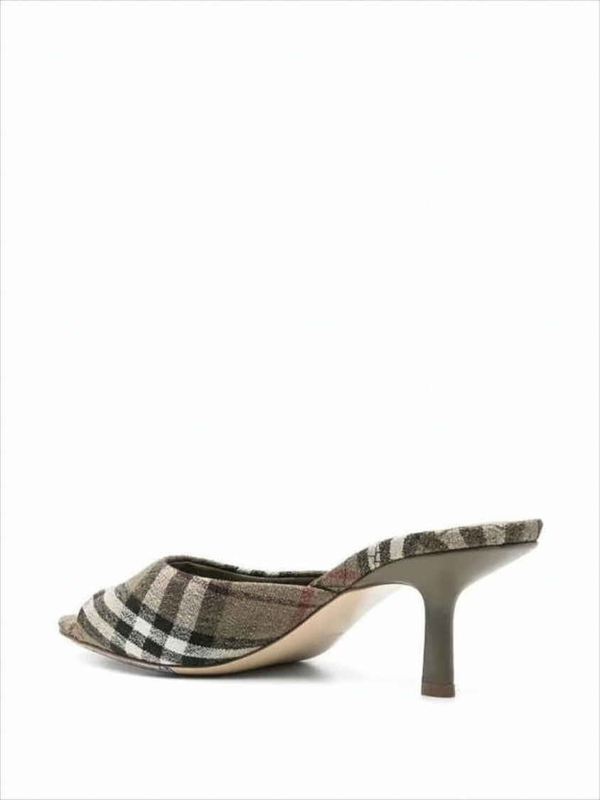 Open-Toe Pumps with Classic Plaid Pattern