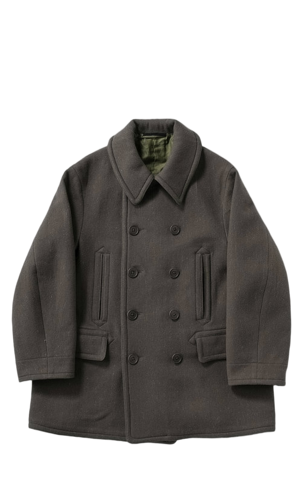 Double-Breasted Coat with Wide Collar and Textured Fabric