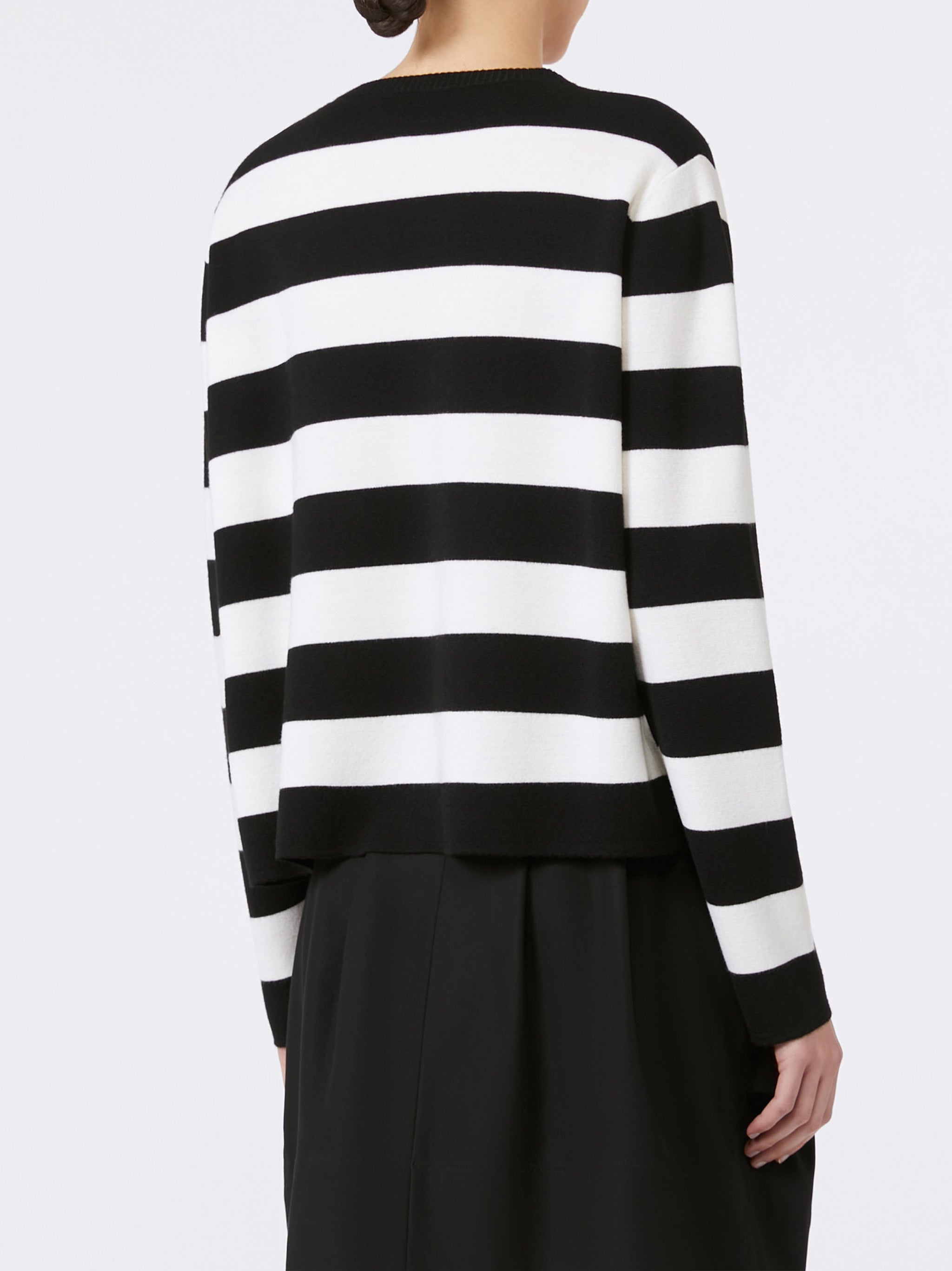 Black Viterbo Boxy Striped Wool Sweater
