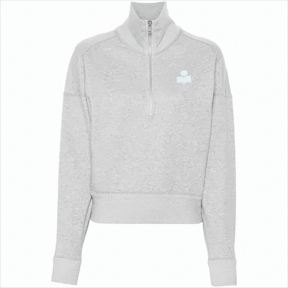 High Zip-Up Collar Pullover with Ribbed Details