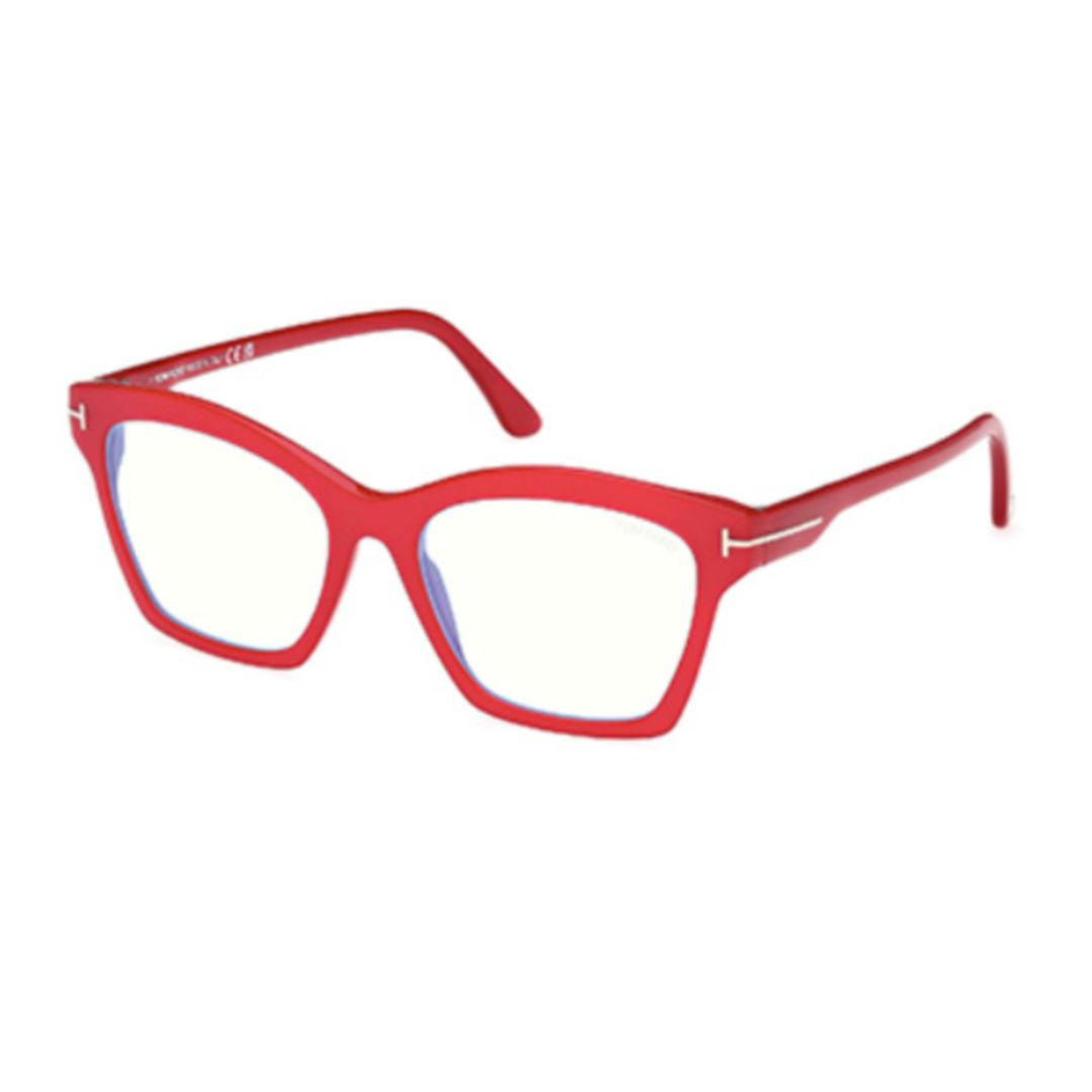 Square Red Acetate Sunglasses with Metallic Accents