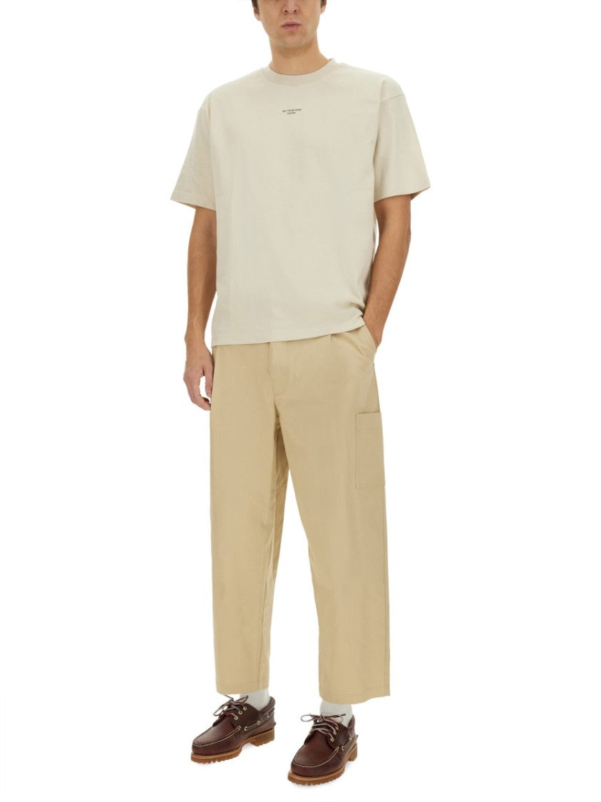 Relaxed Fit Cropped Pants With Tapered Leg