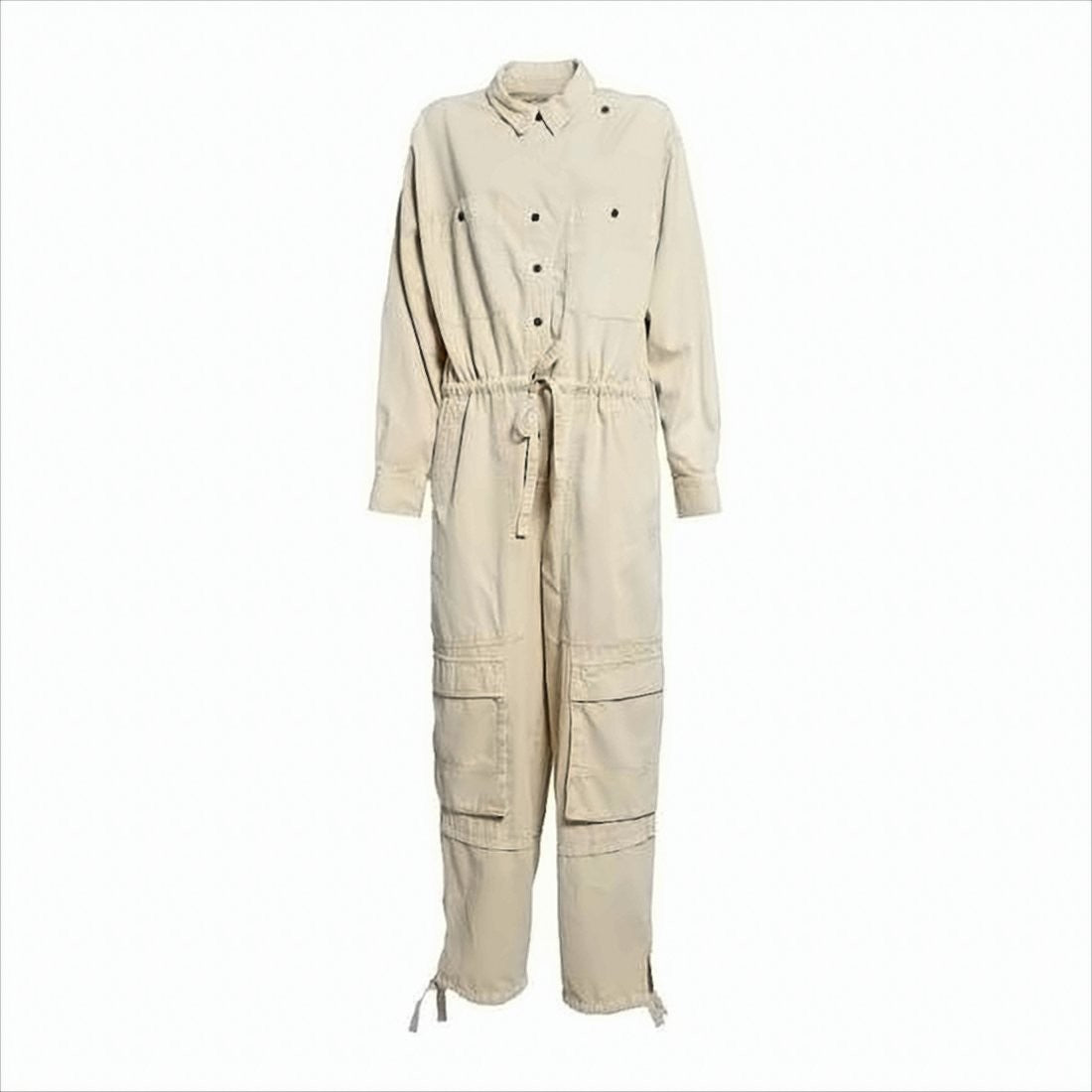 Relaxed-Fit Utility Jumpsuit with Adjustable Drawstring Waist